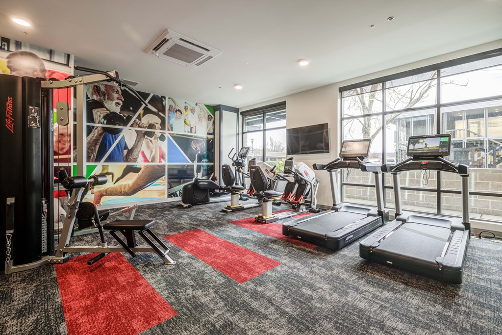 the gym at the landing at pullman apartments in pullman at Ovation at Meeker, Kent, 98032