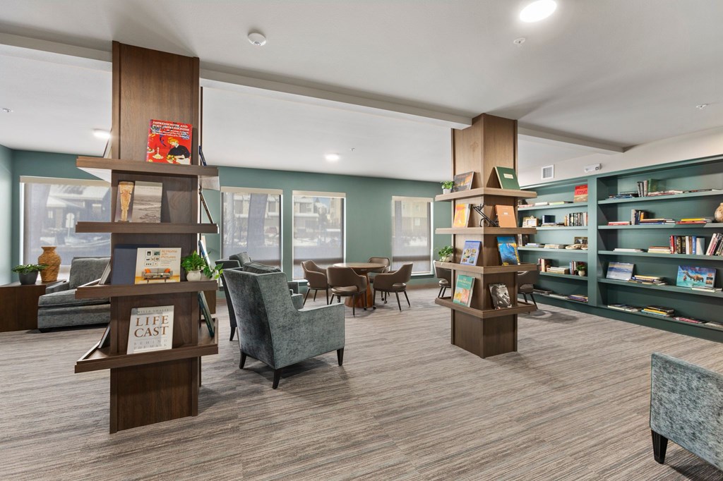 A room with a lot of furniture and a sign that says "Life Cast".