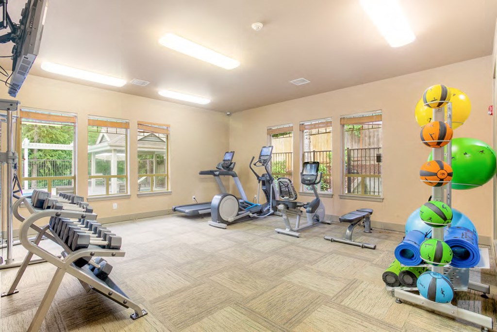 the gym at the preserve at polo ridge apartments fl