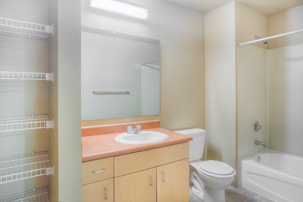 a bathroom with a sink toilet and a mirror