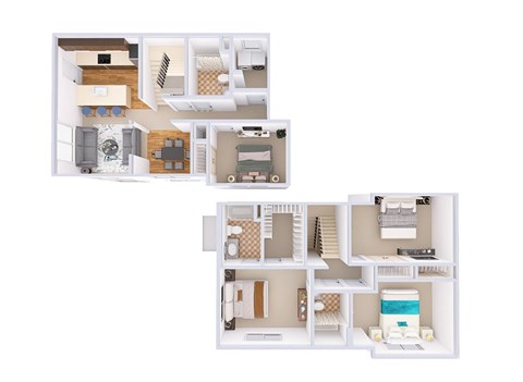 A floor plan of a two-bedroom apartment with a living room, kitchen, and bathroom.