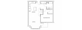1 bedroom 1  bathroom Auburn Floorplan with 902 square feet at Discovery Heights, Washington, 98029