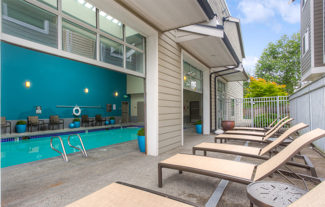 Poolside Relaxing Chairs at The Seasons at Lea Hill Village, Auburn, Washington