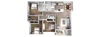 Three Bedroom Two Bath Floor Plan with 1203 square feet at Manor Way Apartments Everett Washington