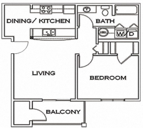 1 Bedroom Floor Plan at The Seasons at Lea Hill Village, Washington, 98092