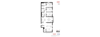 A floor plan for a 1,445 square foot, 3 bedroom home.