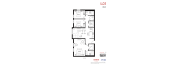 A floor plan for a 1,240 square foot, 3 bedroom home.