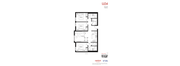 A floor plan for a 1,031 square foot, 3 bedroom apartment.