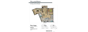 A floor plan for a two bedroom apartment at VillageView.