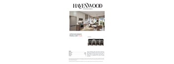 A brochure for Havenwood Townhomes showcasing an upper residence middle unit plan.