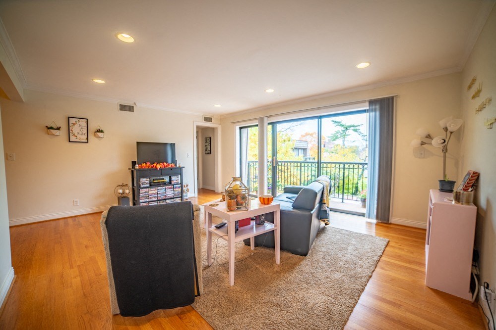 a living room with a couch and a table