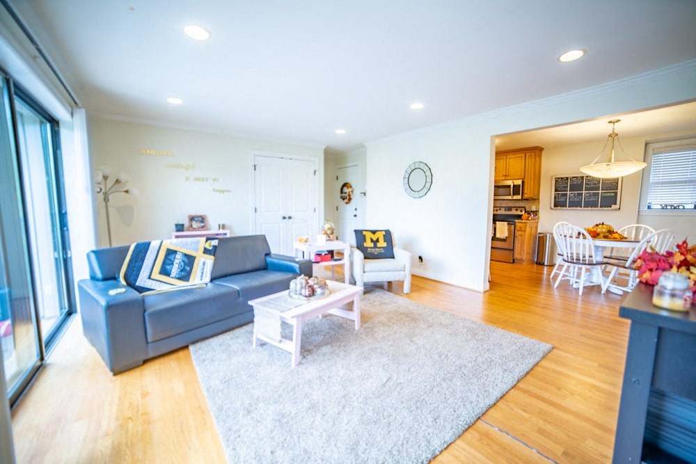 a living room with a couch and a coffee table