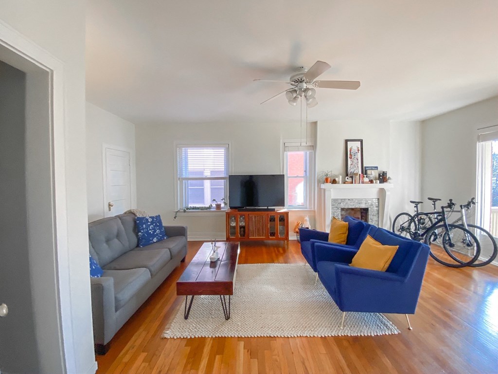 a living room with two couches and a coffee table
