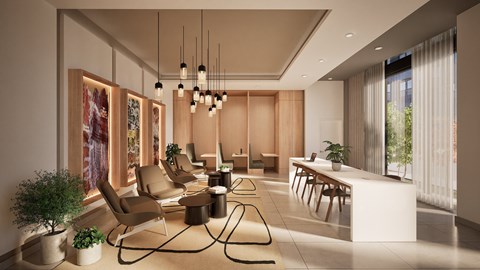 A modern living room with a large sofa set, a coffee table, and a rug.