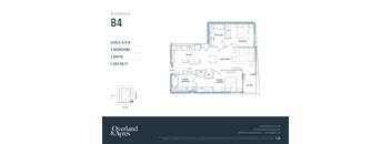 A floor plan for a residence B4 showing two bedrooms and two baths.