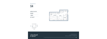 A floor plan for a residence labeled S4 shows a studio apartment with a bathroom, kitchen, and living room.