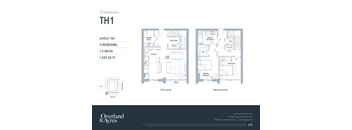 A floor plan for a townhome with two bedrooms and 1.5 baths.
