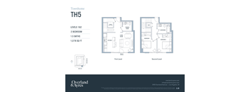 A floor plan for a townhome with two bedrooms and 1.5 baths.