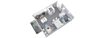 a floor plan of a bedroom with a bathroom and a living room
