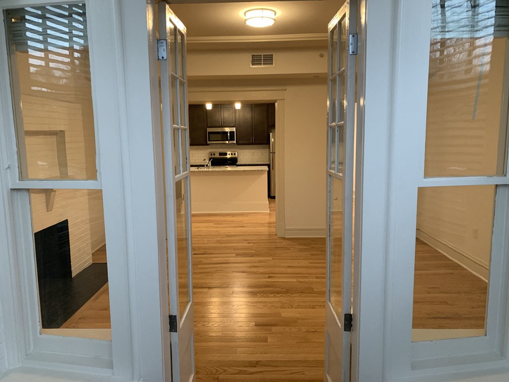 a view of the kitchen from the living room