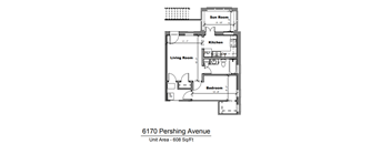 a floor plan of a house with a bedroom and a living room