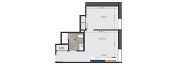 a floor plan of a house with a bedroom and a living room