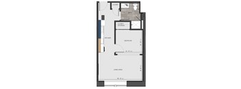 floor plan of a small house with a bedroom and a living room