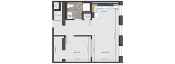 a floor plan of a small house with a bedroom and a living room