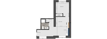 a floor plan of a house with a bedroom and a living room