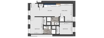 a floor plan of a house with a bedroom and a living room