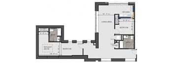 a floor plan of a small house with a bedroom and a living room