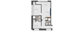 a floor plan of a small house with a bedroom and a living room