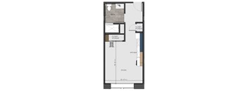 a floor plan of a small room with a bathroom and a closet