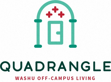 the logo for quadrilles wash off campus living