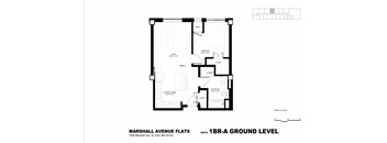 A black and white image of a floor plan for the Marshall Avenue Flats.