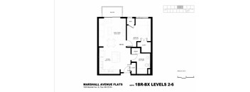 A floor plan for the Marshall Avenue Flats apartment complex.