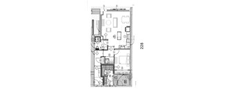 A floor plan of a building with various rooms and dimensions labeled.