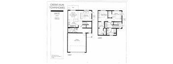 A drawing of a floor plan for a unit at Creeks Run Townhomes.