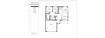 A drawing of a floor plan for a unit in Creeks Run Townhomes.