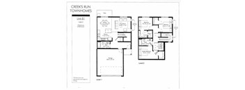 A drawing of a floor plan for a unit at Creeks Run Townhomes.