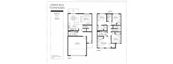 A drawing of a floor plan for a unit at Creek's Run Townhomes.