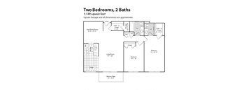 the floor plan of two bedrooms 2 baths