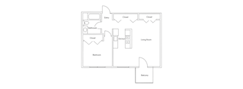 A black and white drawing of a house layout.