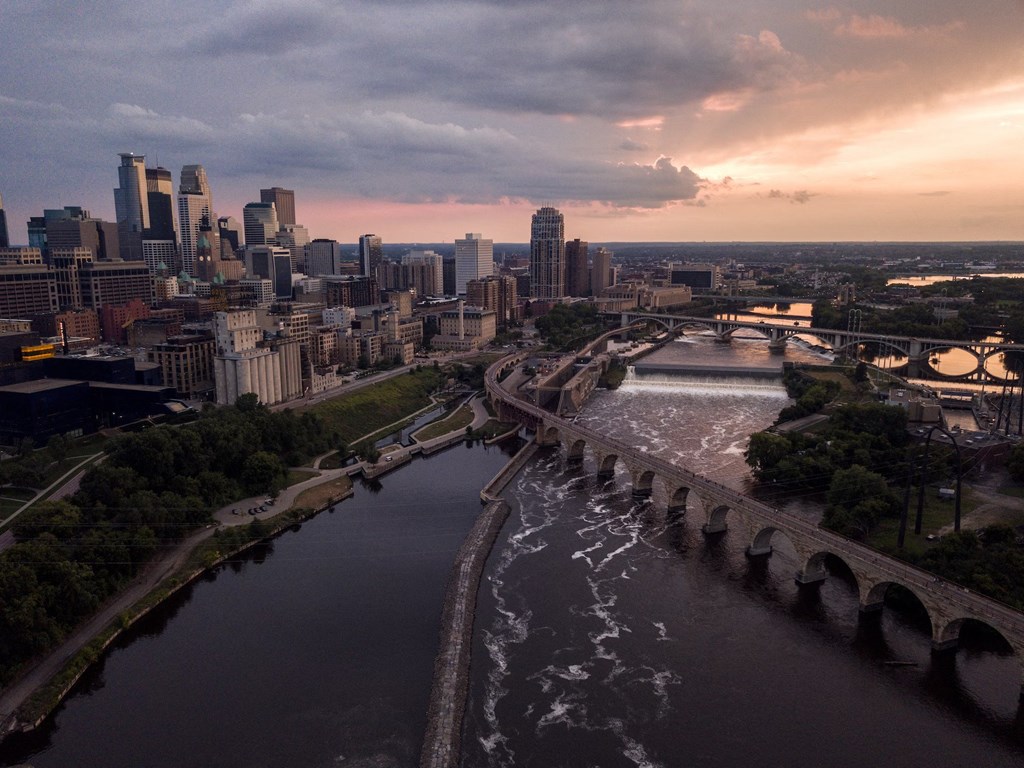 an aerial view of the city and the schuylkill river