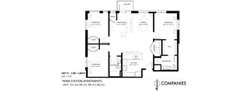 A floor plan for a Penn Station Apartments unit.