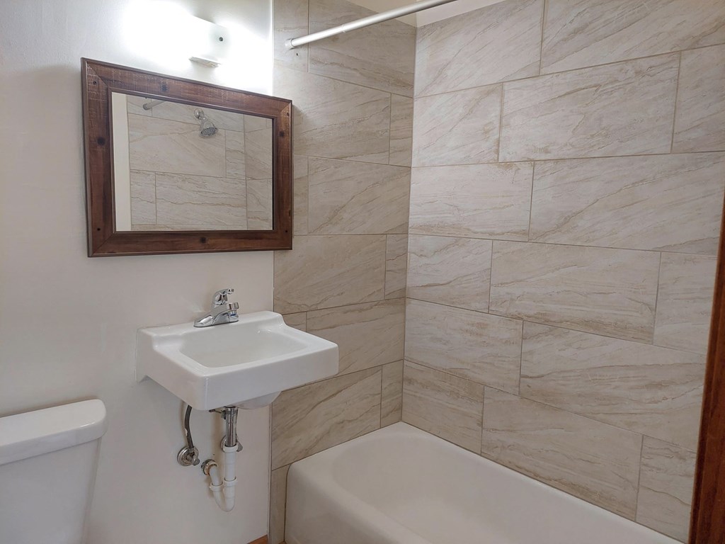 a bathroom with a sink and a toilet and a mirror