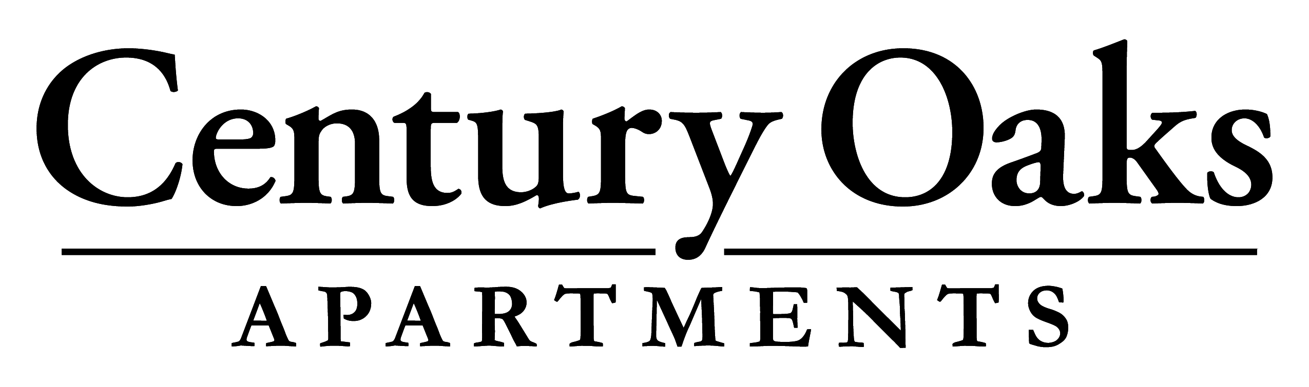 The image is a logo for Century Oaks Apartments.