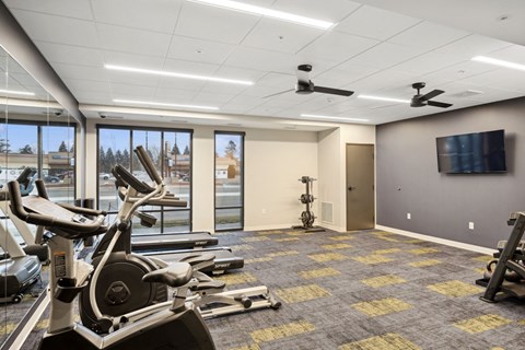 Wangstad Commons, Brooklyn Center, television on the wall.