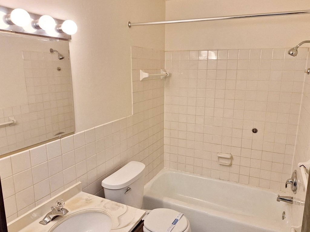 a bathroom with a sink toilet and a bath tub