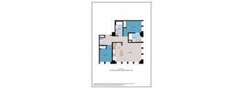 A floor plan of a two bedroom apartment with a living room and bathroom.